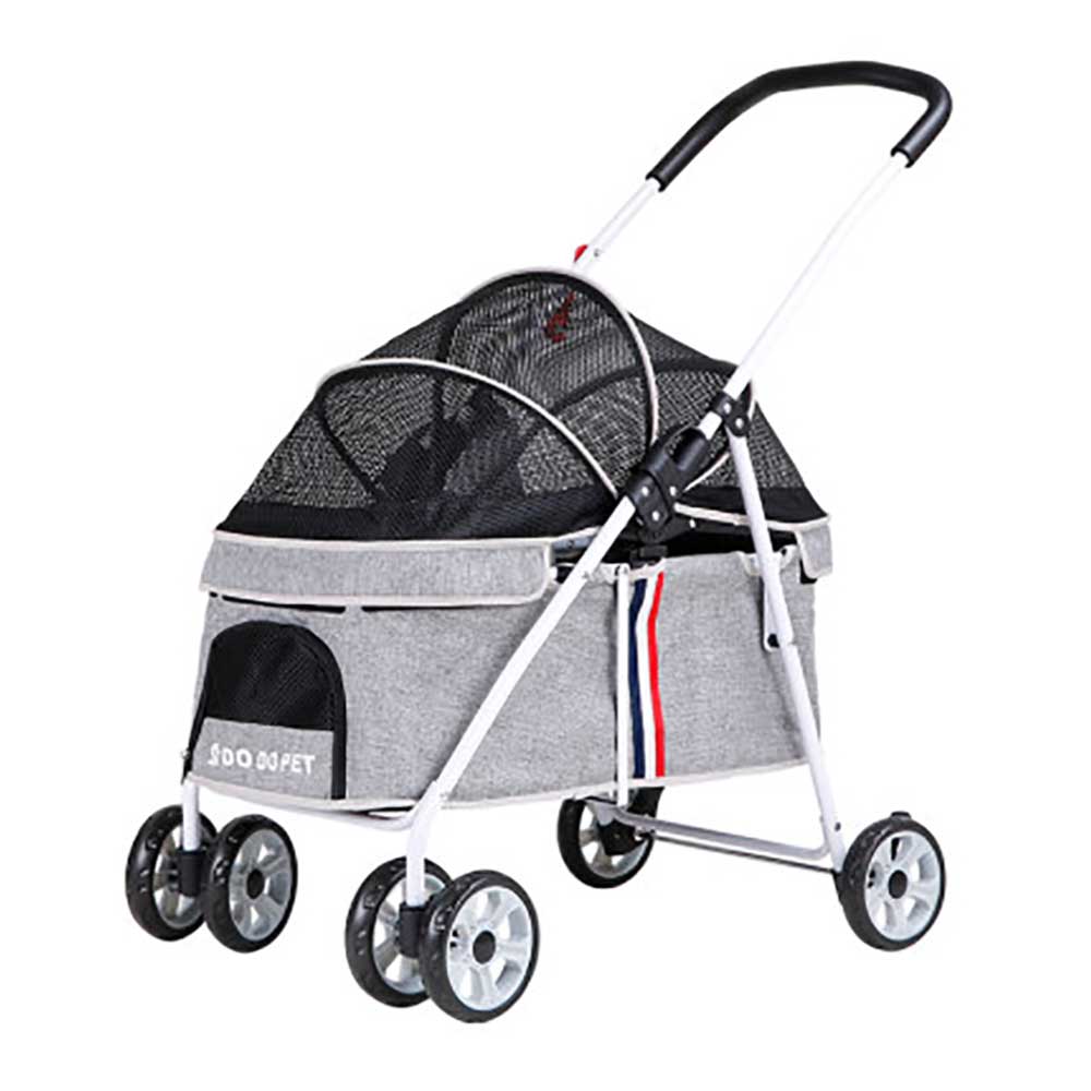 DODOPET 低座四輪摺疊狗狗手推車(灰色)（寵物承重：20kg）