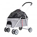 DODOPET 低座四輪摺疊狗狗手推車(灰色)（寵物承重：20kg）