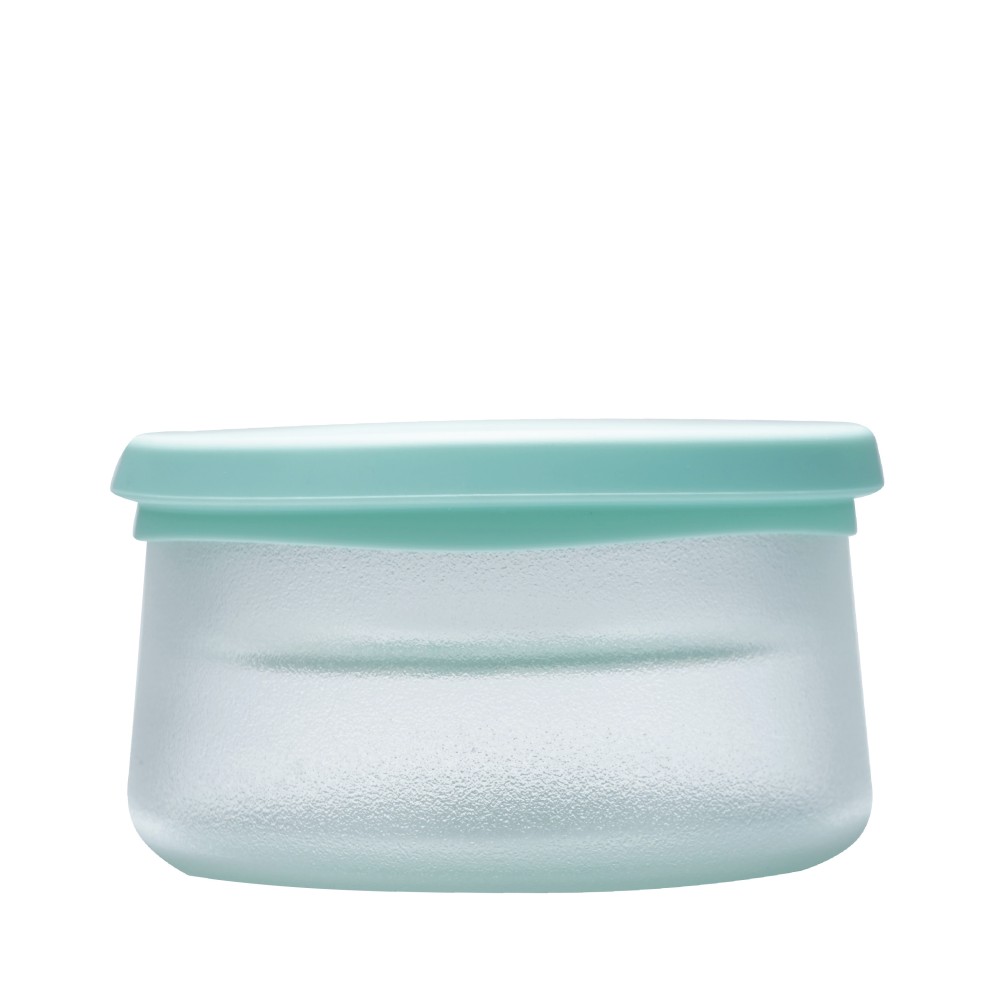 750ml 矽膠塗層雙層玻璃食物儲存盒 - 透明塗層配青瓷綠蓋