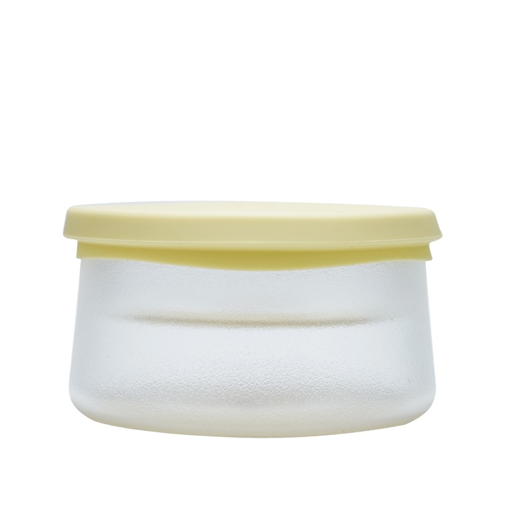 750ml 矽膠塗層雙層玻璃食物儲存盒 - 透明塗層配粉黃蓋