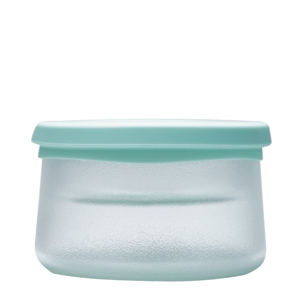 950ml 矽膠塗層雙層玻璃食物儲存盒 - 透明塗層配青瓷綠蓋