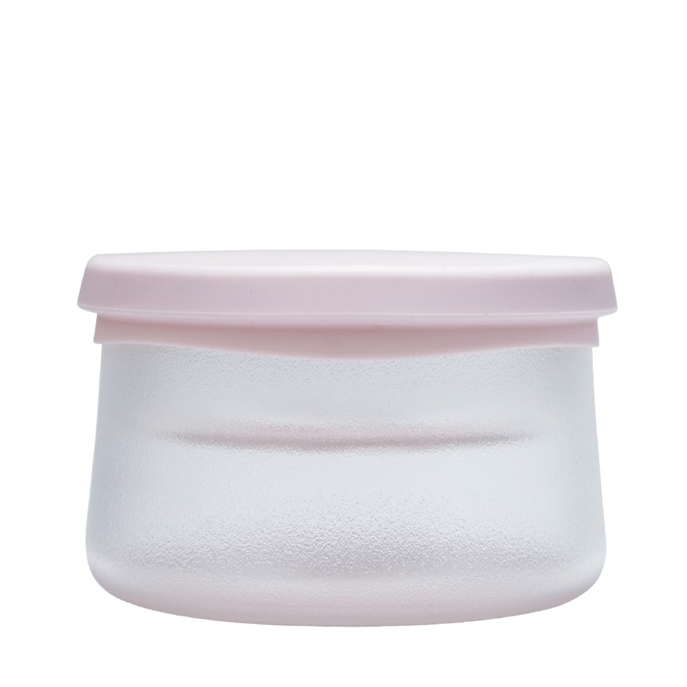 950ml 矽膠塗層雙層玻璃食物儲存盒 - 透明塗層配粉紅蓋