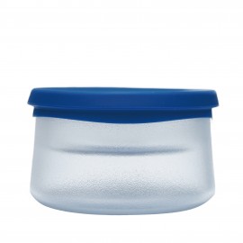 950ml 矽膠塗層雙層玻璃食物儲存盒 - 透明塗層配深藍蓋