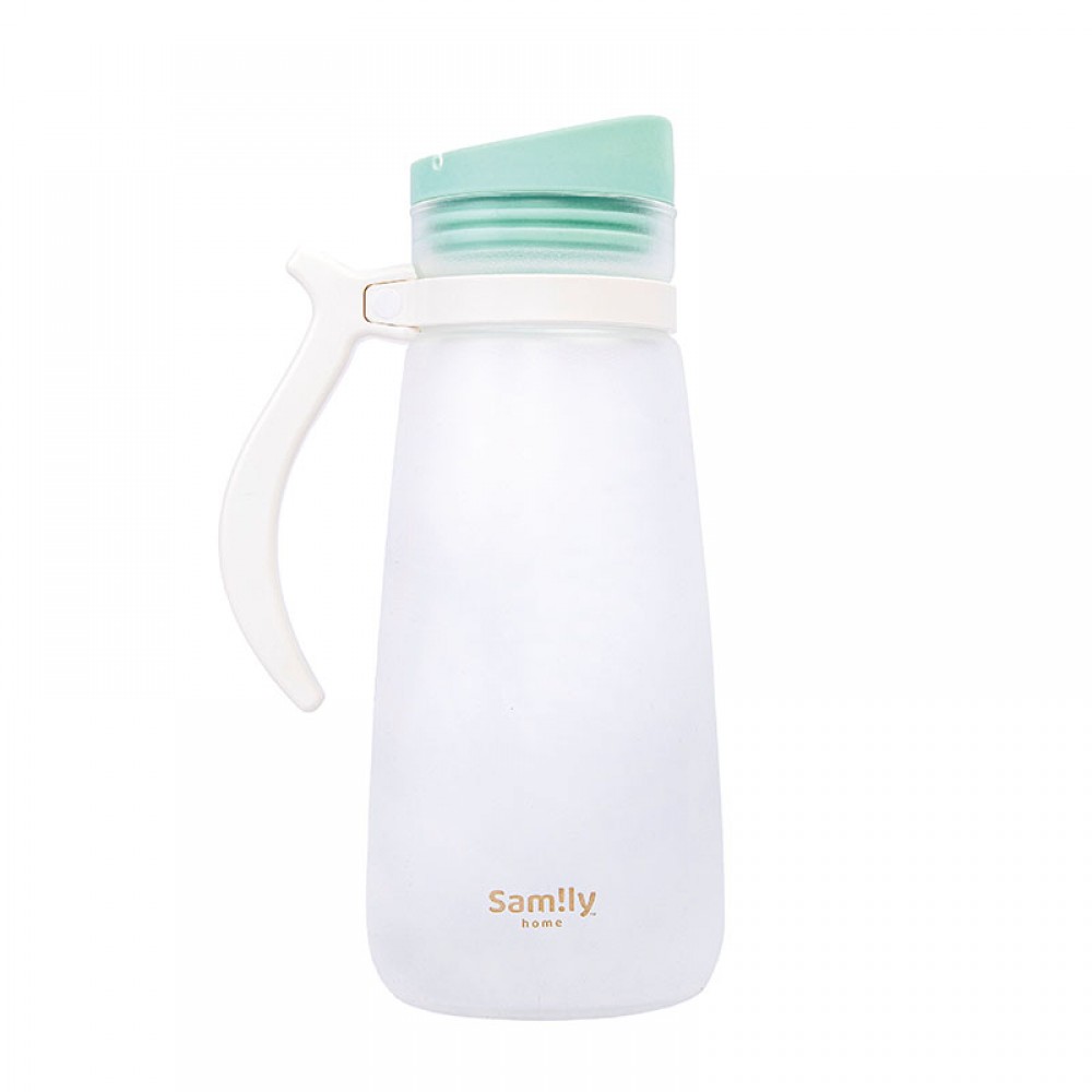 1500ml 矽膠絲感塗層玻璃水瓶 - 粉綠色