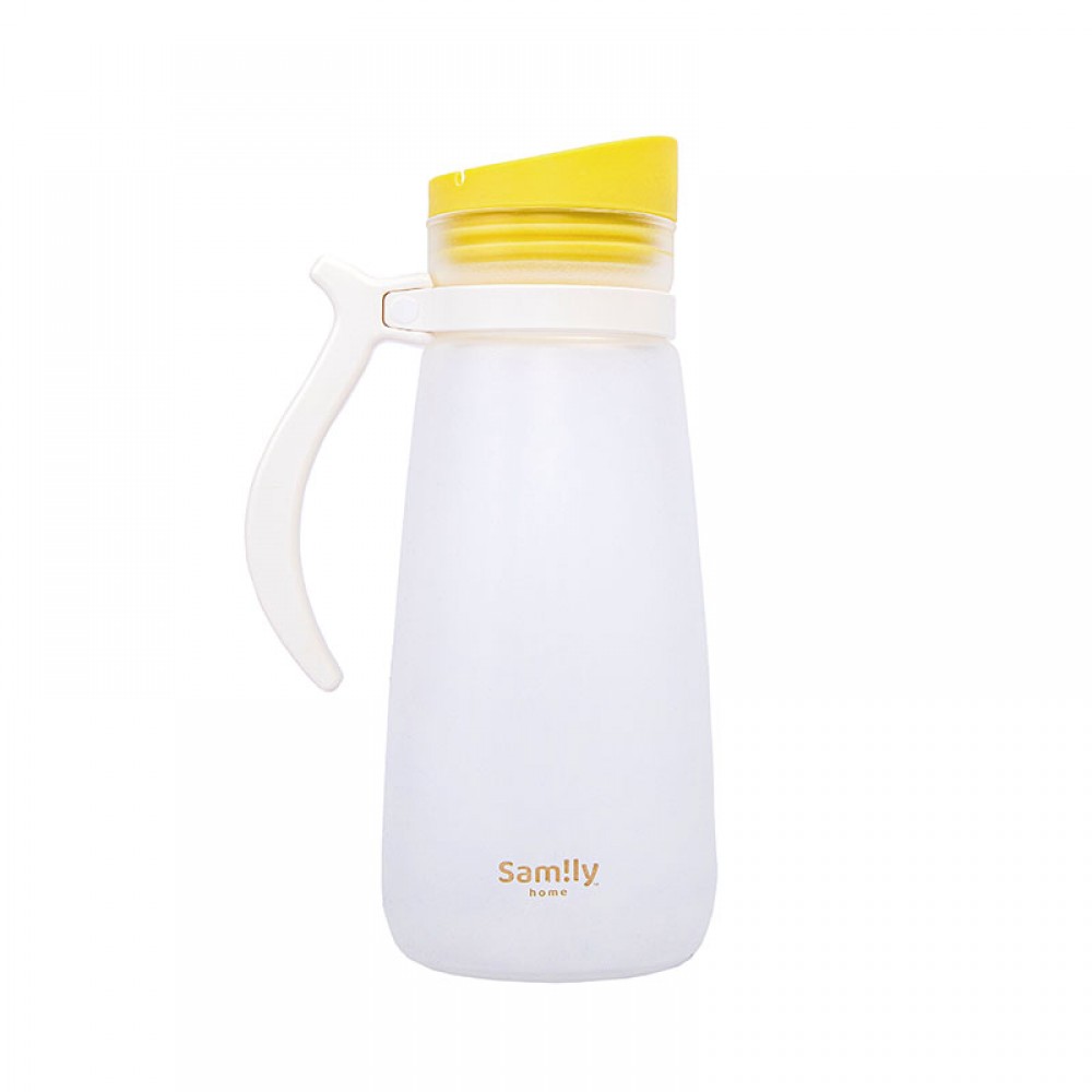 1500ml 矽膠絲感塗層玻璃水瓶 - 粉黃色