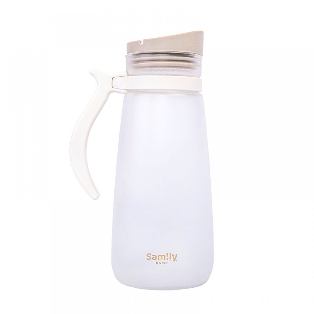 1500ml 矽膠絲感塗層玻璃水瓶 - 石灰色