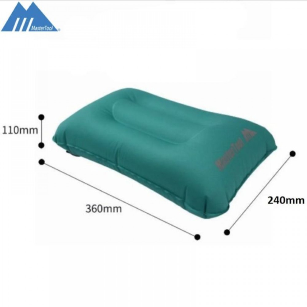 MasterTool -吹氣枕頭，連袋 - 戶外超輕便攜式充氣式方型氣枕，孔雀藍