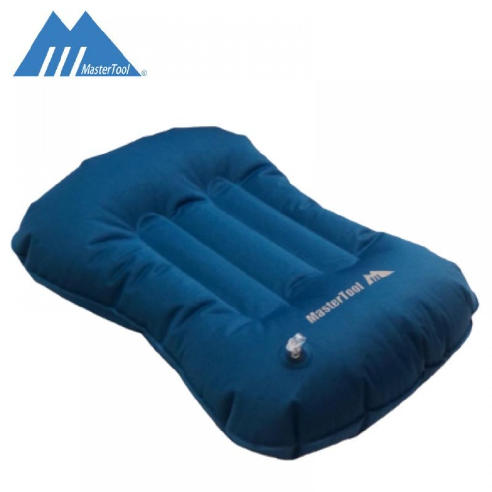 升級版戶外輕便充氣枕頭旅行枕便攜護頸靠枕連袋，按壓u型折疊露營，午睡枕按壓式氣枕，藍色