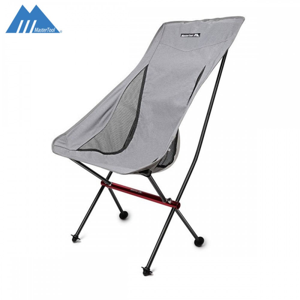 MAsterTool -高背輕量戶外露營鋁合金折疊椅，沙灘椅，灰色