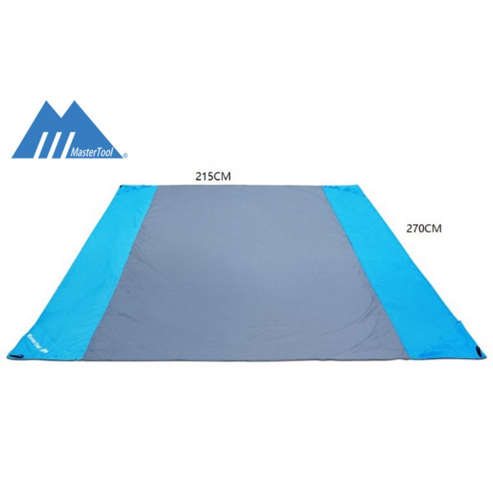 MasterTool-超輕超薄防水防刮超大號215 x 270厘米戶外沙灘墊，野餐墊，遮篷布，兒童玩耍墊，連4口營釘及掌上迷你口袋