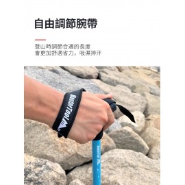 MasterTool-戶外登山杖多功能爬山徒步手杖，航空7075超輕鋁合金行山杖（帶避震），戶外登山杖，超輕超短T柄，收縮後49cm長 - 藍色