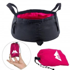 MasterTool-露營水袋/桶，洗手/洗面，戶外野營儲物容器，便攜折疊水桶，超輕，可折疊，多功能面盆，釣魚水桶，防水-玫紅色-15L，沙灘玩水/潑水，洗滌，洗車，連收納袋