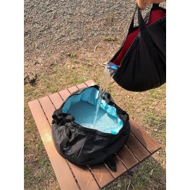 MasterTool-露營水袋/桶，洗手/洗面，戶外野營儲物容器，便攜折疊水桶，超輕，可折疊，多功能面盆，釣魚水桶，防水-玫紅色-15L，沙灘玩水/潑水，洗滌，洗車，連收納袋