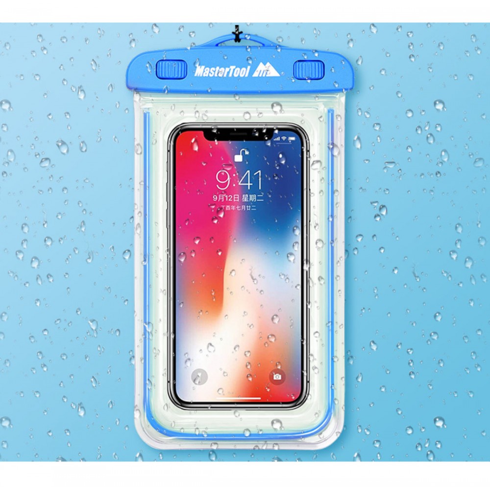 MasterTool -l透明手機防水袋，防水手機套，安全、無味、耐用,藍色