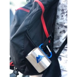 MasterTool-雙層不銹鋼杯300ml，不銹鋼杯-連藍色登山扣，耐高溫咖啡杯，家用防摔水杯。戶外便攜杯子