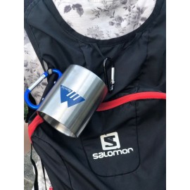 MasterTool-雙層不銹鋼杯300ml，不銹鋼杯-連藍色登山扣，耐高溫咖啡杯，家用防摔水杯。戶外便攜杯子