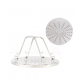 MasterTool-折疊式露營爐烤麵包架托盤，圓形不銹鋼烤架 (家用可以)