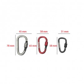 MasterTool-帶鎖鋁合金登山扣，戶外多功能安全掛扣 - 3件裝（黑色，紅色，灰色）