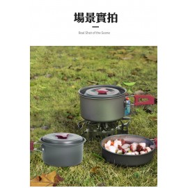 MasterTool-[1套9件] 超輕便露營煮食/火鍋套裝 [全套只重720g]，2~3人戶外鋁質野炊爐具，送收納袋