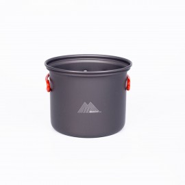 MasterTool -單人露營煮食鍋，戶外露營鍋+碗套裝(1套2件），輕量火鍋套裝鍋，非常適合背包旅行，戶外露營，徒步各野餐。手柄可折疊，野炊餐具。送收納袋
