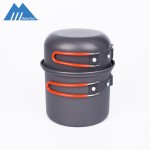 MasterTool -單人露營煮食鍋，戶外露營鍋+碗套裝(1套2件），輕量火鍋套裝鍋，非常適合背包旅行，戶外露營，徒步各野餐。手柄可折疊，野炊餐具。送收納袋