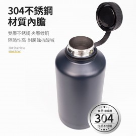 MasterTool-升級版，2000ml不銹鋼真空保溫保冷水壺-藍黑色，大口徑控溫水瓶 (4瓶礦泉水量) - BPA Free