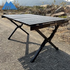 MasterTool- 戶外實木蛋捲桌，便攜式折疊露營桌子，燒烤野營桌，含收納袋