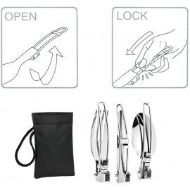 MasterTool- 多功能便攜式不銹鋼折疊3件套餐具（刀勺叉各1pc)，戶外野營野餐用具，旅行餐具套裝