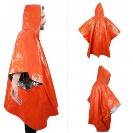 MasterTool-單件急救雨衣 ，橙色反光救援雨衣，戶外野營防寒保暖一次性雨衣，PE鋁膜野外救災保溫急救雨披防災應急，保溫雨披 ，應急雨衣