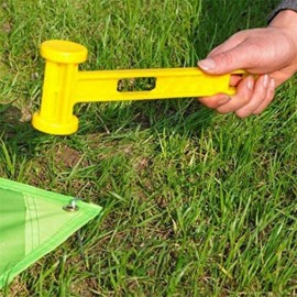 MasterTool-塑膠營釘鎚 - 黃色，可擕式塑膠帳篷樁釘鎚去除器，功能野營帳篷地釘槌帳篷釘錘，野營鎚