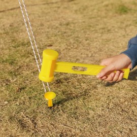 MasterTool-塑膠營釘鎚 - 黃色，可擕式塑膠帳篷樁釘鎚去除器，功能野營帳篷地釘槌帳篷釘錘，野營鎚