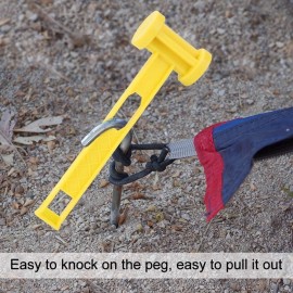MasterTool-塑膠營釘鎚 - 黃色，可擕式塑膠帳篷樁釘鎚去除器，功能野營帳篷地釘槌帳篷釘錘，野營鎚