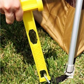 MasterTool-塑膠營釘鎚 - 黃色，可擕式塑膠帳篷樁釘鎚去除器，功能野營帳篷地釘槌帳篷釘錘，野營鎚