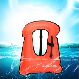 MasterTool-成人浮潛背心-紅色，獨木舟助浮衣，游泳背心，便擕式救生衣，充氣浮潛夾克, 適用於所有的水上活動，潛水、浮潛、游泳等，輕便小巧，折叠后僅手掌大小，重量也只有250g。（贈送收納網袋）