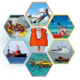 MasterTool-成人浮潛背心-紅色，獨木舟助浮衣，游泳背心，便擕式救生衣，充氣浮潛夾克, 適用於所有的水上活動，潛水、浮潛、游泳等，輕便小巧，折叠后僅手掌大小，重量也只有250g。（贈送收納網袋）