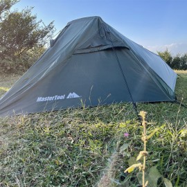 MasterTool-單人雙層超輕帳篷-綠色，(包括帳篷和所有配件)，防風防雨帳篷，徒步桿帳篷 超輕背包帳篷，適合四季使用。易安裝雙層戶外防水帳篷