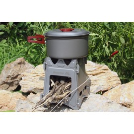 MasterTool-大號便攜簡易爐具露營燒烤防風取暖爐子，304不銹鋼野營折疊爐。野餐烹飪工具。竹炭爐，戶外柴火爐