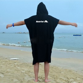 MasterTool-游泳浴巾，浴袍，速乾毛巾，速乾斗篷，大人兒童吸水毛巾，海邊沙灘野餐墊 - 黑色