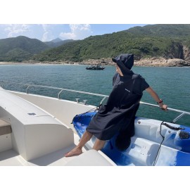 MasterTool-游泳浴巾，浴袍，速乾毛巾，速乾斗篷，大人兒童吸水毛巾，海邊沙灘野餐墊 - 黑色