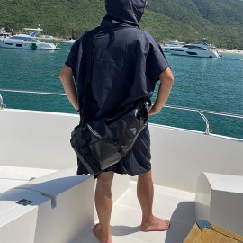 MasterTool-游泳浴巾，浴袍，速乾斗篷，速乾毛巾，大人兒童吸水毛巾，海邊沙灘野餐墊 - 藏青色