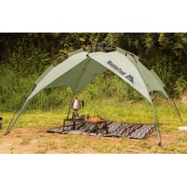 MasterTool-4米 x 3.5米六角天幕-淡綠色，燕尾式流線設計，不易積水。具有遮陽和防水功能。便攜式遮陽棚，遮陽帆，防雨露營涼棚，適用於後院，露臺，公園，戶外，花園等