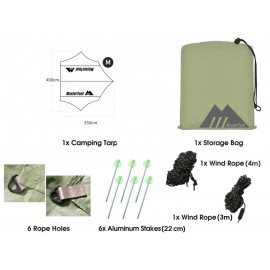 MasterTool-4米 x 3.5米六角天幕-淡綠色，燕尾式流線設計，不易積水。具有遮陽和防水功能。便攜式遮陽棚，遮陽帆，防雨露營涼棚，適用於後院，露臺，公園，戶外，花園等