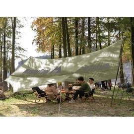 MasterTool-4米 x 3.5米六角天幕-淡綠色，燕尾式流線設計，不易積水。具有遮陽和防水功能。便攜式遮陽棚，遮陽帆，防雨露營涼棚，適用於後院，露臺，公園，戶外，花園等