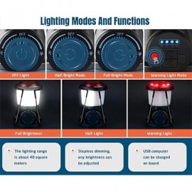 MasterTool-Creavier 野營燈,可充電 LED 露營燈籠,應急充電寶-可為手機充電。完美燈籠手電筒,徒步旅行裝備,應急燈,颶風,停電燈 200流明