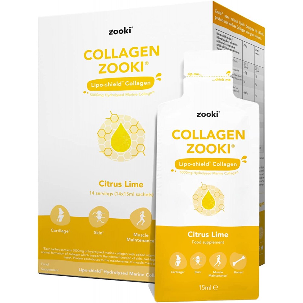 Zooki 強效脂質體水解海洋膠原蛋白 (5000mg) 柑橘青檸味 14包 x15ml Zooki 強效脂質體水解海洋膠原蛋白 (5000mg) 柑橘青檸味 14包 x15ml