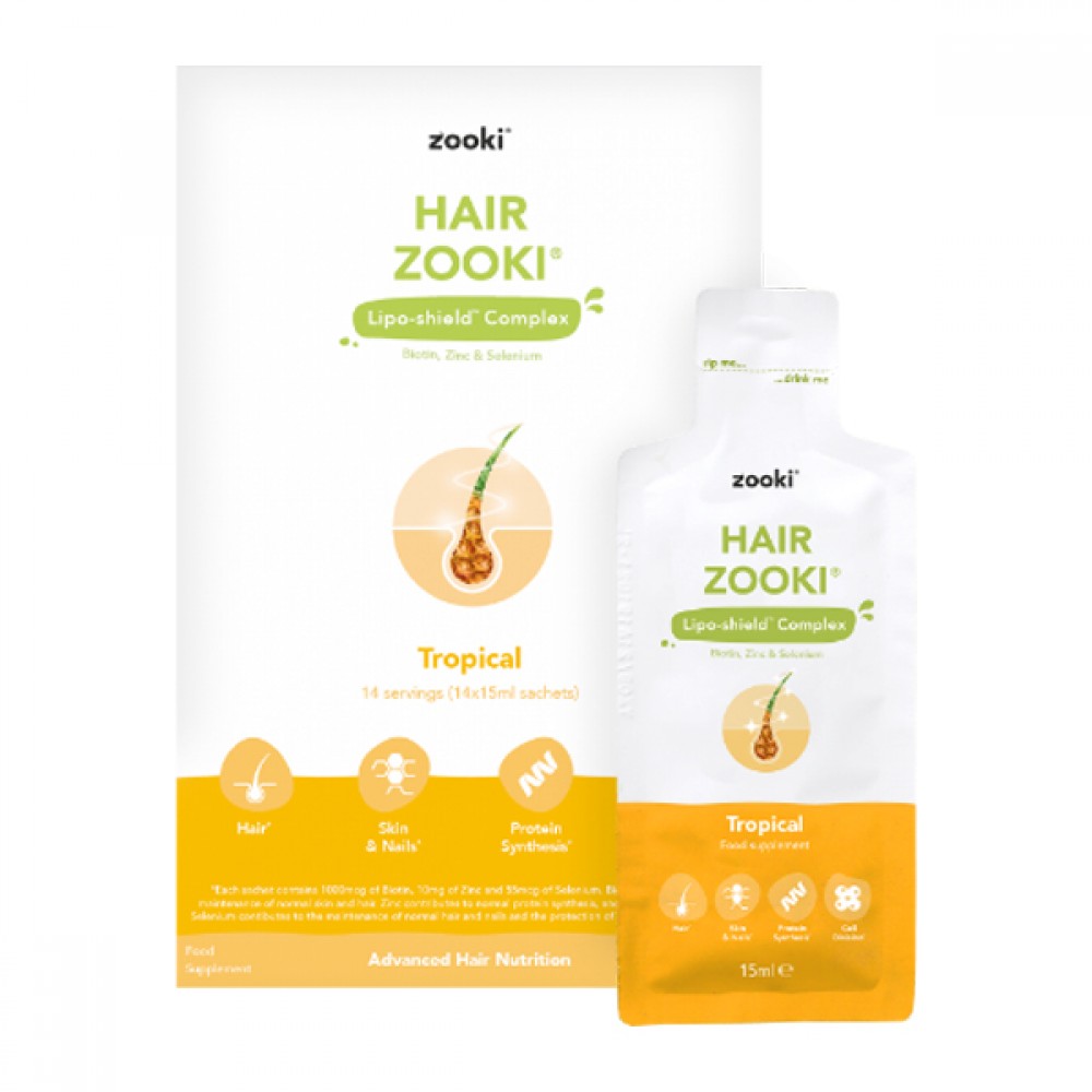 Zooki 強效脂質體 防脫生髮補充劑 熱帶水果味 14包 x15ml