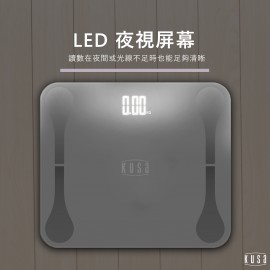 Kusa - WS-100 智能體重脂肪磅黑色(帶APP)高精度數字