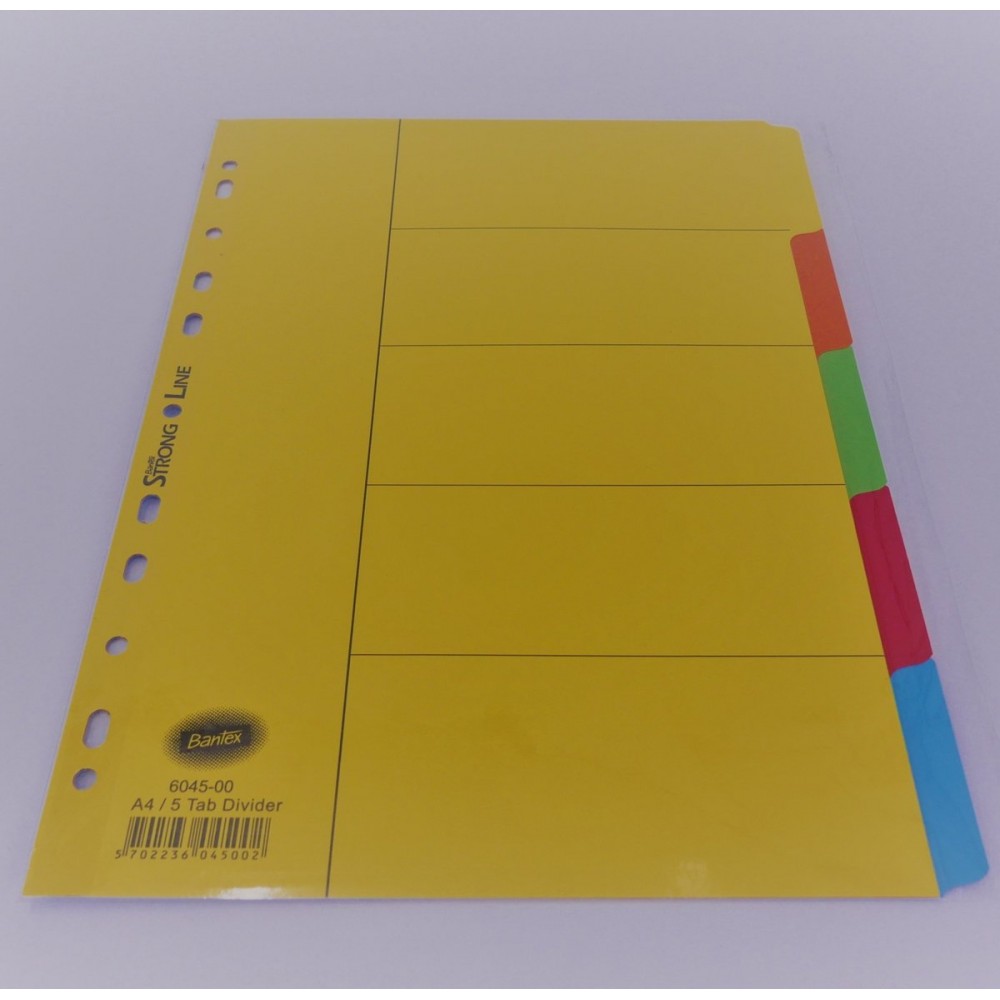 Bantex A4-5格紙質分類索引 6045 x2包Bantex 6045-00 A4/5 PAPER TAP DIVIDER x2Pack