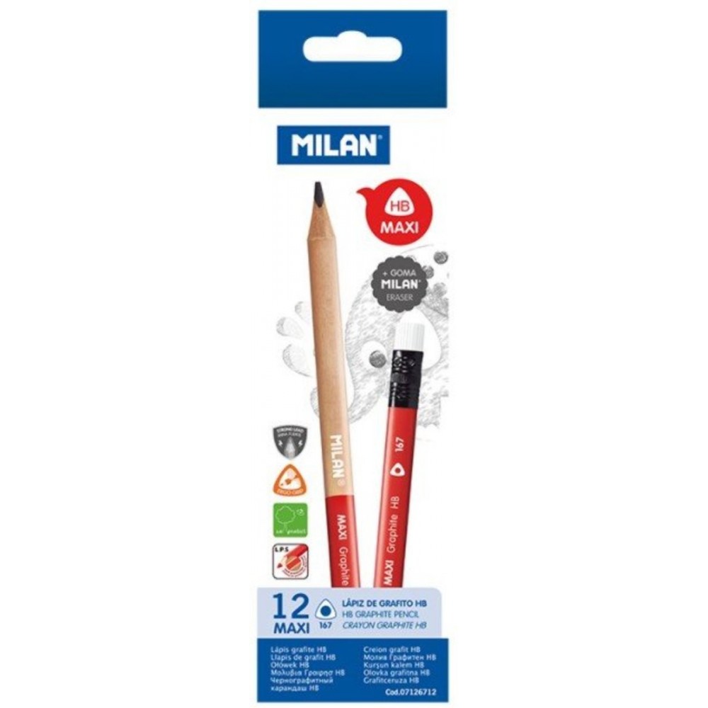 Milan 167 Maxi Graphite HB特粗三角鉛筆 (12枝裝) x 1盒