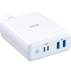 Anker 安克 Powerport Atom PD 4 100W (UK) 桌上充電器 高速充電 (白色) A2041K21 使用氮化镓(GaN)新型材料 減低充電時產生的熱力 更快更有效更方便地充電 兼容不同USB-C及USB-A裝置充電PowerIQ 智能技術 根據不同裝置自動分配最大電力輸出 香港行貨  Anker Powerport Atom PD 4 100W (UK) Charger (White) A2041K21 HK Authorized Goods